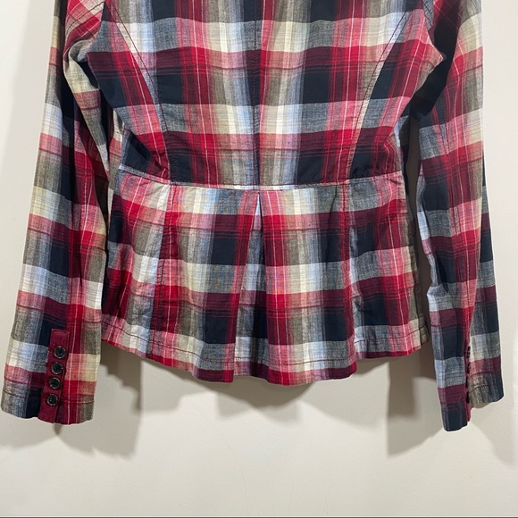 Y2K Free People Liberty Plaid Lightweight Blazer 2 - Picture 6 of 14